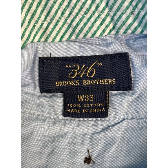 Brooks Brothers 346 Green & White Striped Cotton Mens Shorts W33 - Picture 3 of 8
